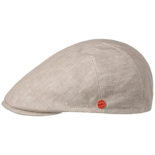Mayser Sidney Leinen Flatcap Schirmmütze Schiebermütze Leinencap Herren - Made in The EU mit Schirm, Futter Sommer Frühling-Sommer - 58 cm beige von Mayser
