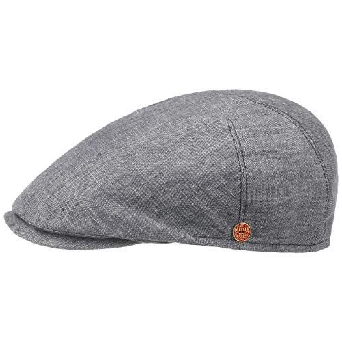 Mayser Sidney Leinen Flatcap Schirmmütze Schiebermütze Leinencap Herren - Made in The EU mit Schirm, Futter Sommer Frühling-Sommer - 58 cm grau von Mayser
