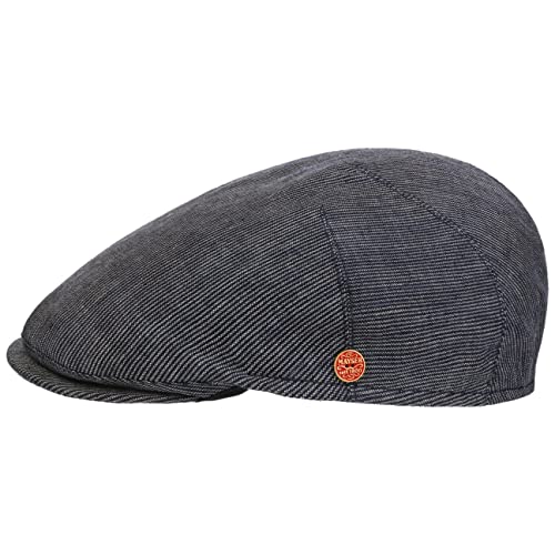Mayser Sidney Leinen Stripes Flatcap Schirmmütze Schiebermütze Leinencap Herren - Made in The EU mit Schirm, Futter, Futter Sommer Frühling-Sommer - 59 cm blau von Mayser