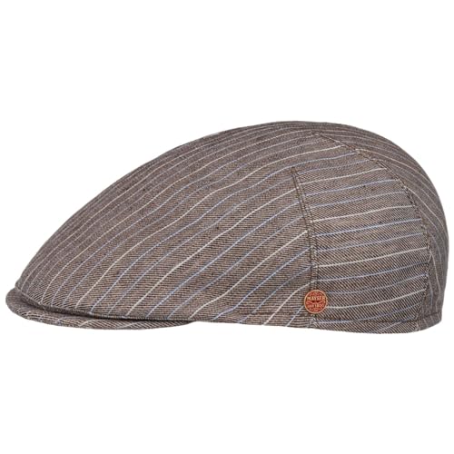 Mayser Sidney Paros Stripes Flatcap Schirmmütze Schiebermütze Herren - Made in The EU mit Schirm, Futter, Futter Frühling-Sommer Sommer - M (56-57 cm) braun von Mayser