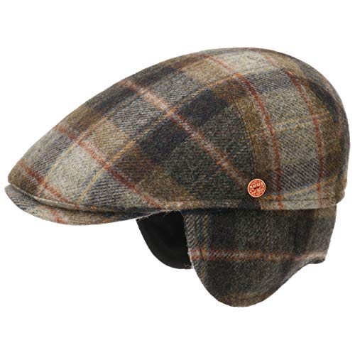 Mayser Sidney Plus British Lambswool Flatcap Schirmmütze Schiebermütze Wollcap Herren - Made in The EU mit Schirm, Futter, Lederband Herbst-Winter - 61 cm braun von Mayser