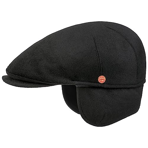 Mayser Sidney Plus Kaschmir Flatcap Schirmmütze Schiebermütze Wollcap Kaschmircap Herren - Made in The EU mit Schirm, Futter, Lederband Winter Herbst-Winter - 58 cm schwarz von Mayser