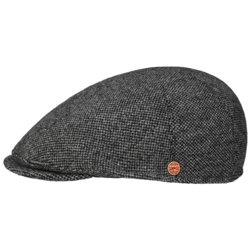 Mayser Sidney Tweed Flatcap Schirmmütze Schiebermütze Herren - Made in The EU mit Schirm, Futter Herbst-Winter - 58 cm schwarz von Mayser