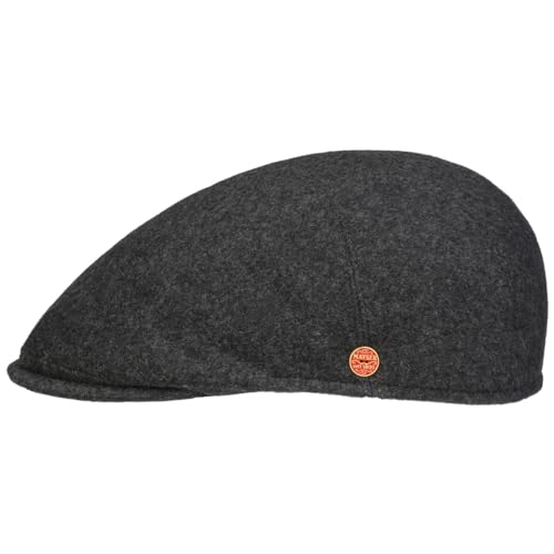 Mayser Sidney Wool Blend Flatcap Schirmmütze Schiebermütze Herren - Made in The EU mit Schirm, Futter, Futter Herbst-Winter - 55 cm anthrazit von Mayser