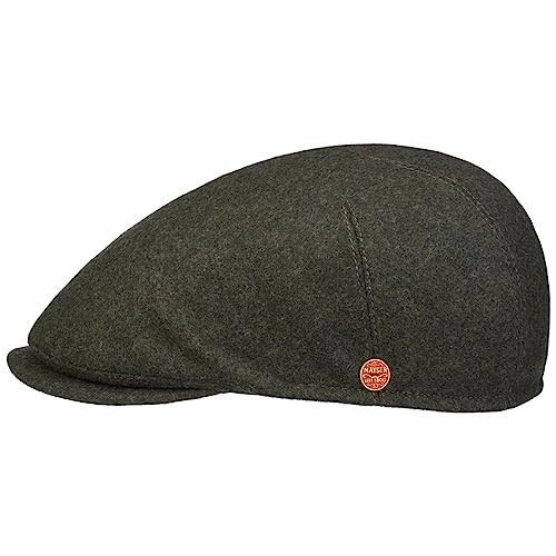 Mayser Sidney Wool Blend Flatcap Schirmmütze Schiebermütze Herren - Made in The EU mit Schirm, Futter, Futter Herbst-Winter - 57 cm Oliv von Mayser