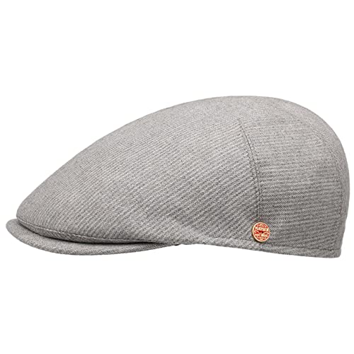 Mayser Simon Stripes Flatcap Schirmmütze Schiebermütze Sommercap Herren - Made in The EU mit Schirm, Futter Sommer Frühling-Sommer - 56 cm grau von Mayser