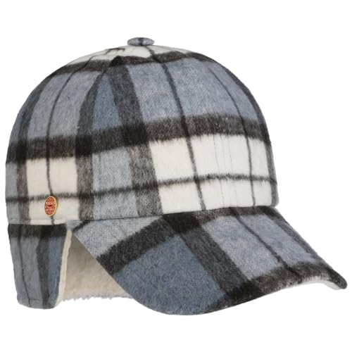 Mayser Taja Check Cap mit Ohrenklappen Basecap Baseballcap Wintercap Damen/Herren - Made in The EU Schirm, Futter, Hinten geschlossen, Futter Herbst-Winter - L (59-60 cm) schwarz-blau von Mayser