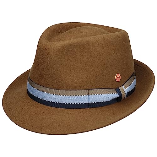 Mayser Troy Wolga Trilby Wollhut Filzhut Wolltrilby Wollfilzhut Damen/Herren - Made in The EU mit Ripsband Herbst-Winter - XL (60-61 cm) braun von Mayser