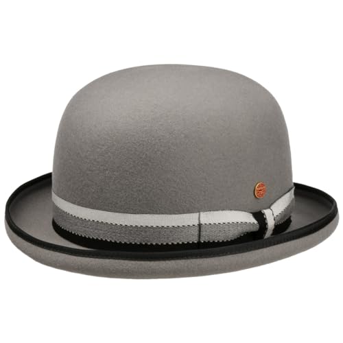 Mayser Wolga Grey Melone Bowler Wollhut Wollfilzhut Herren - Made in The EU mit Ripsband Herbst-Winter - XL (60-61 cm) hellgrau von Mayser