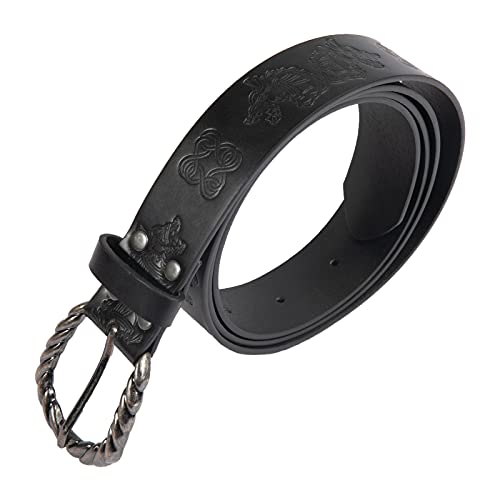 Mayting Mittelalter Wikinger Gürtel Retro Renaissance Ritter Gürtel Geprägt PU Leder O Ring Gürtel Wikinger Cosplay Kostüm LARP Zubehör Breiter Gürtel, B, L von Mayting