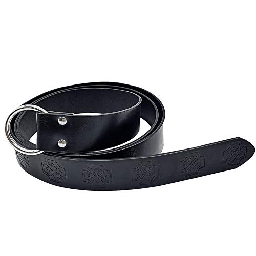 Mayting Mittelalter geprägter Kunstledergürtel PU Leder O Ring Gürtel Wikinger Cosplay Kostüm Zubehör Renaissance Ritter Gürtel (C) von Mayting