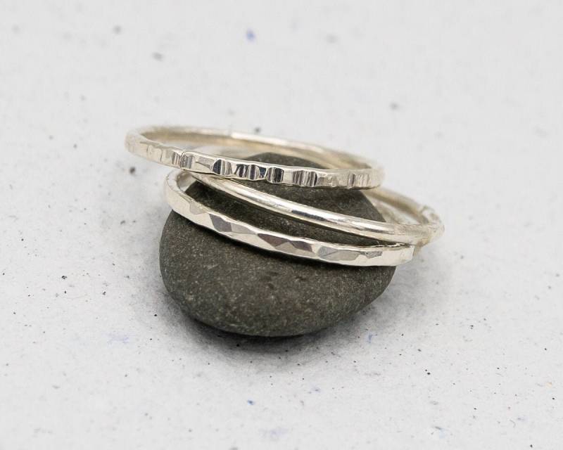 Handgemachte Feinsilber Stapelringe - Boho Ringe von MazJewelryStudio