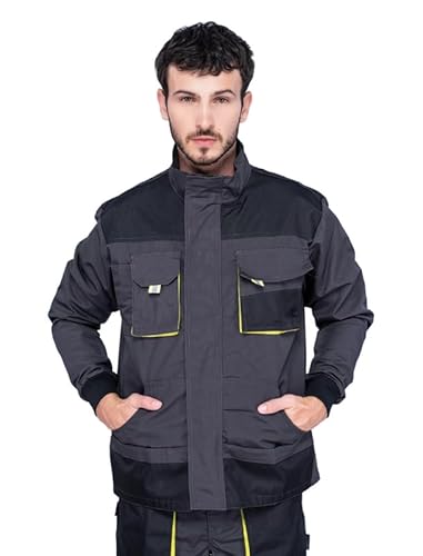 Mazalat Arbeitsjacke männer, Arbeitsjacken herren, Schutzjacke mit vielen Taschen, Arbeitskleidung männer Größen S-XXXL, Qualität (M, Schwarz/Grün) von MAZALAT work wear