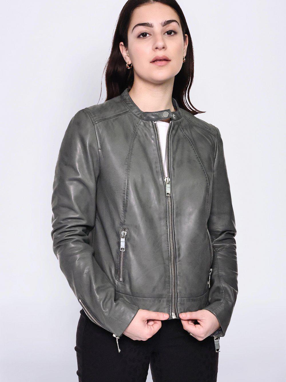 Maze Lederjacke Damen, grau von Maze