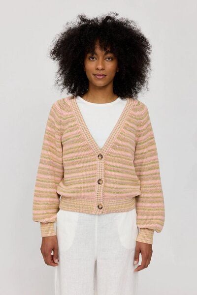 Mazine Cardigan Multicolor Knit - Soft Pink - aus Biobaumwolle von Mazine