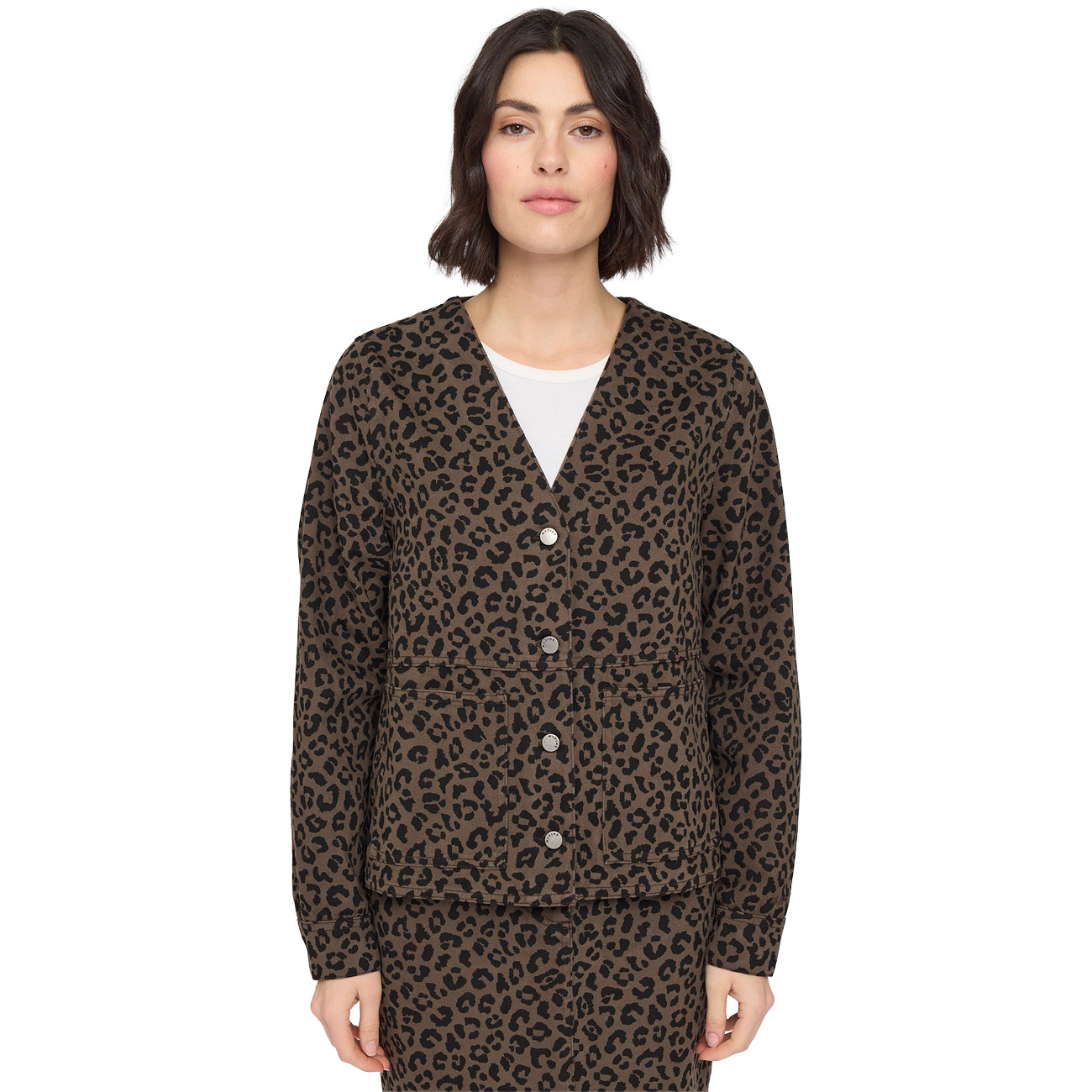 Mazine Damen Übergangsjacke Printed V-Neck Denim Jacket von Mazine