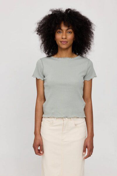 Mazine Ribbed Shirt T-Shirt gerippt eng in aqua grau von Mazine