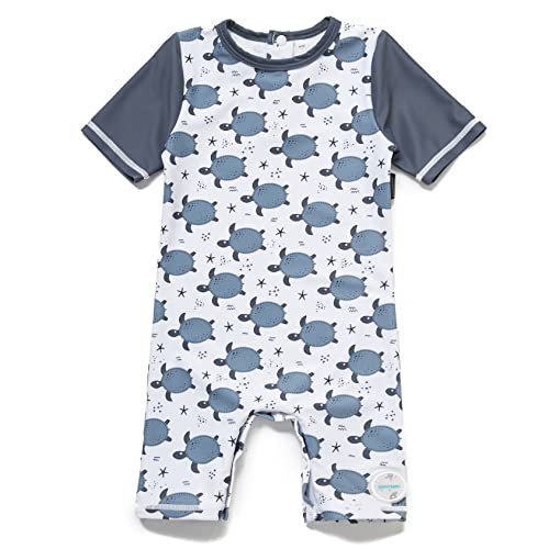 Mazuliso Baby Junge Badeanzug EIN stück Kurzärmel UPF50+ MIT Einem Reißverschluss(Schildkröte,68-74 cm) von Mazuliso