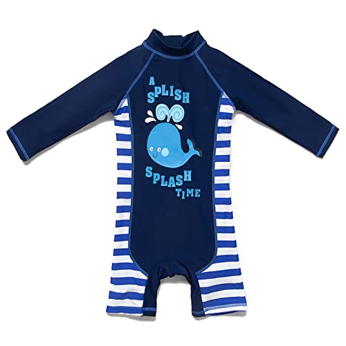 Mazuliso Baby Junge Badeanzug UPF50+ EIN Stück Lange Ärmel Sonnenanzug MIT Einem Reißverschluss(PSWal,86-92 cm) von Mazuliso