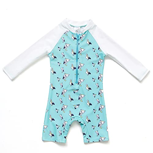 Mazuliso Baby Junge Badeanzug UPF50+ EIN Stück Lange Ärmel Sonnenanzug MIT Einem Reißverschluss(Pelikan,86-92 cm) von Mazuliso