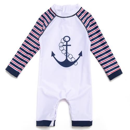 Mazuliso Baby Junge Badeanzug UPF50+ EIN Stück Lange Ärmel Sonnenanzug MIT Einem Reißverschluss(RMao,86-92 cm) von Mazuliso