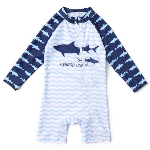 Mazuliso Baby Junge Badeanzug UV Umweltfreundliche Recycelte Stoffe mit Durchgehendem Front Reißverschluss(BUHai,92-98 cm) von Mazuliso