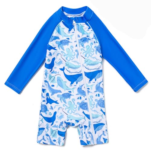 Mazuliso Baby Junge Badeanzug UV Umweltfreundliche Recycelte Stoffe mit Durchgehendem Front Reißverschluss(BUOcean,92-98 cm) von Mazuliso