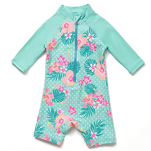 Mazuliso Baby Mädchen Badeanzug EIN stück 3/4 Ärmel UPF50+ MIT Einem Reißverschluss(GNFlower,86-92 cm) von Mazuliso