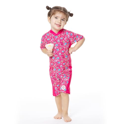 Mazuliso Baby Mädchen Badeanzug EIN stück Kurzärmel UPF50+ MIT Einem Reißverschluss(Rosa,68-74 cm) von Mazuliso