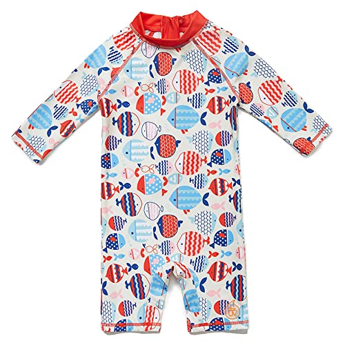 Mazuliso Baby Mädchen Badeanzug EIN stück Lange Ärmel UPF50+ MIT Einem Reißverschluss(GDCFish,68-74 cm) von Mazuliso