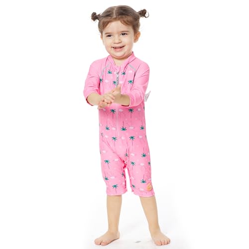 Mazuliso Baby Mädchen Badeanzug EIN stück Lange Ärmel UPF50+ MIT Einem Reißverschluss(PKCocoun,80-86 cm) von Mazuliso