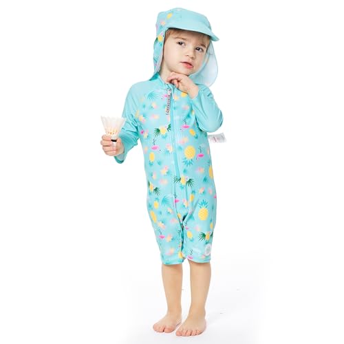 Mazuliso Baby Mädchen Badeanzug EIN stück Lange Ärmel UPF50+ MIT Einem Reißverschluss(Pineapple,92-98 cm) von Mazuliso