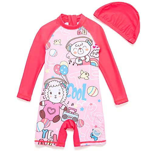 Mazuliso Baby Mädchen Badeanzug EIN stück Lange Ärmel UPF50+ MIT Einem Reißverschluss(Sheep,74-80 cm) von Mazuliso