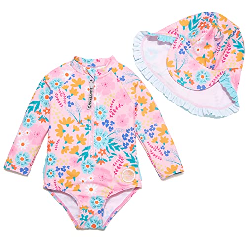 Mazuliso Baby Mädchen Badeanzug UV EIN stück Langeärmel MIT Einem Reißverschluss(BUBlumen,86-92 cm) von Mazuliso