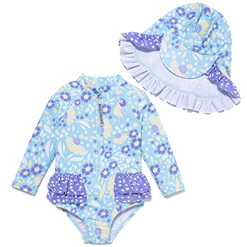 Mazuliso Baby Mädchen Badeanzug UV EIN stück Langeärmel MIT Einem Reißverschluss(Blau,68-74 cm) von Mazuliso