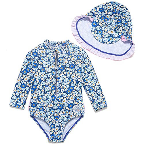 Mazuliso Baby Mädchen Badeanzug UV EIN stück Langeärmel MIT Einem Reißverschluss(Daisy,62-68 cm) von Mazuliso