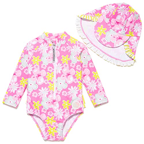 Mazuliso Baby Mädchen Badeanzug UV EIN stück Langeärmel MIT Einem Reißverschluss(GLBlumen,80-86 cm) von Mazuliso