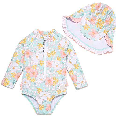 Mazuliso Baby Mädchen Badeanzug UV EIN stück Langeärmel MIT Einem Reißverschluss(Gelb,80-86 cm) von Mazuliso