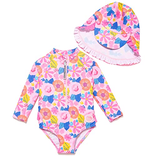 Mazuliso Baby Mädchen Badeanzug UV EIN stück Langeärmel MIT Einem Reißverschluss(RosaHStern,80-86 cm) von Mazuliso