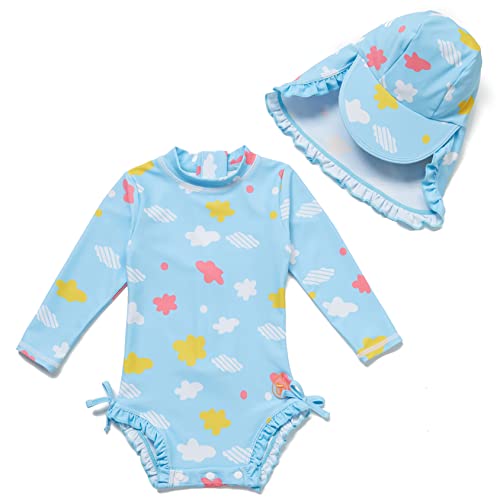 Mazuliso Baby Mädchen Badeanzug UV EIN stück Langeärmel MIT Einem Reißverschluss(Sky,68-74 cm) von Mazuliso