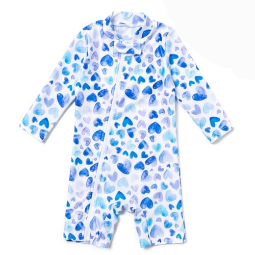 Mazuliso Baby Mädchen Badeanzug UV Umweltfreundliche Recycelte Stoffe mit Durchgehendem Front Reißverschluss(BULiebe,62-68 cm) von Mazuliso