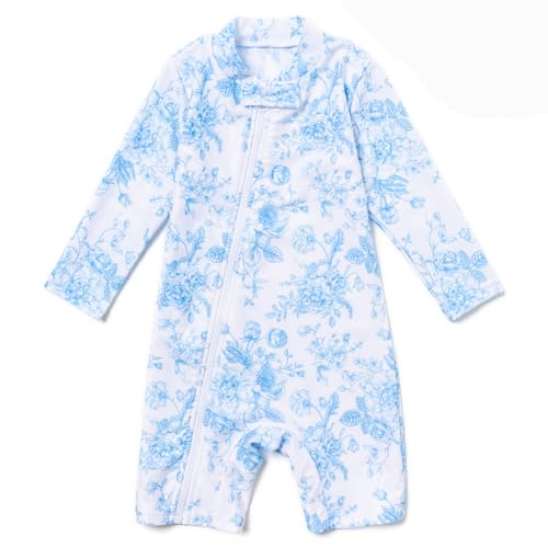 Mazuliso Baby Mädchen Badeanzug UV Umweltfreundliche Recycelte Stoffe mit Durchgehendem Front Reißverschluss(WeißBU,68-74 cm) von Mazuliso