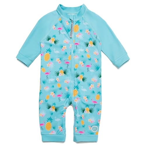 Mazuliso Baby Mädchen Badeanzug UV mit Durchgehendem Front Reißverschluss 3/4-Ärmel(Ananas,98-104 cm) von Mazuliso