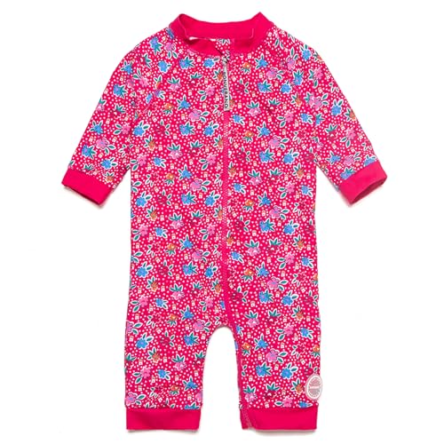 Mazuliso Baby Mädchen Badeanzug UV mit Durchgehendem Front Reißverschluss 3/4-Ärmel(Rosa,62-68 cm) von Mazuliso