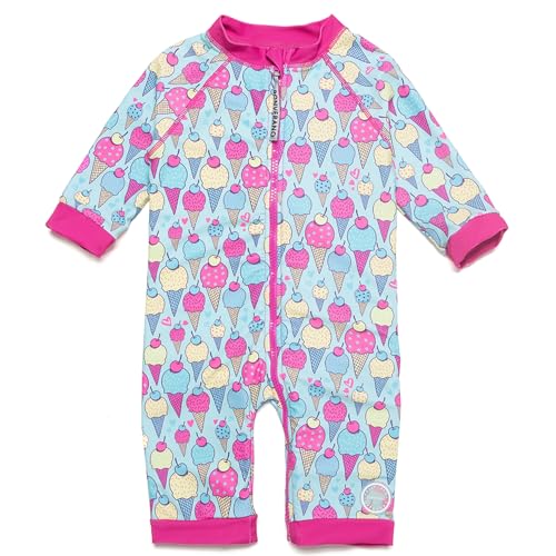 Mazuliso Baby Mädchen UPF50+ Badeanzug 3/4-Ärmel mit Durchgehendem Front Zip(EIS,74-80 cm) von Mazuliso