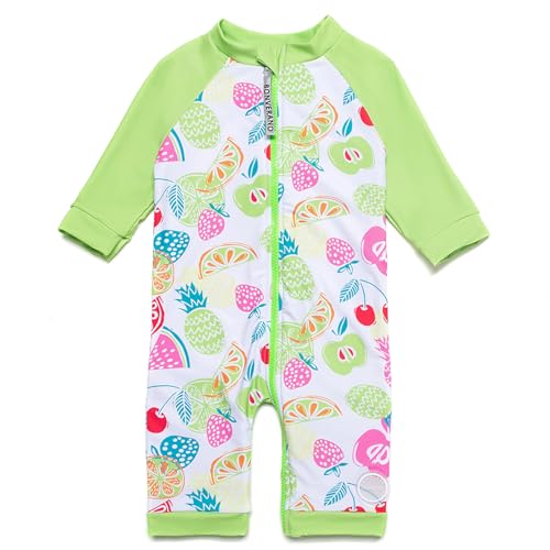 Mazuliso Baby Mädchen UPF50+ Badeanzug 3/4-Ärmel mit Durchgehendem Front Zip(Obst,80-86 cm) von Mazuliso