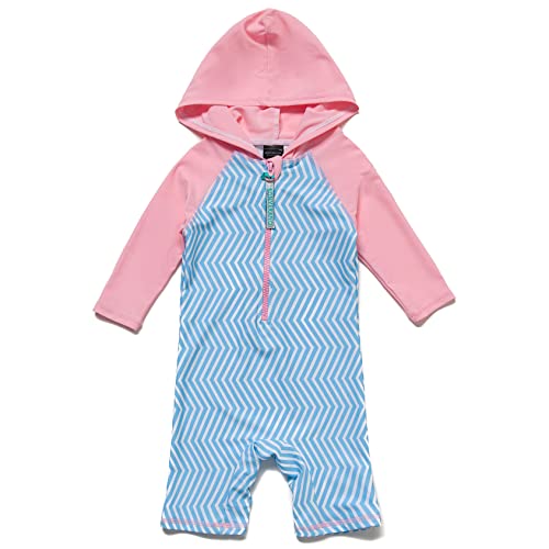 Mazuliso Mädchen Baby Badeanzug Mit Kapuze Lange Ärmel UPF50+ mit Reißverschluss(RosaBU,80-86 cm) von Mazuliso