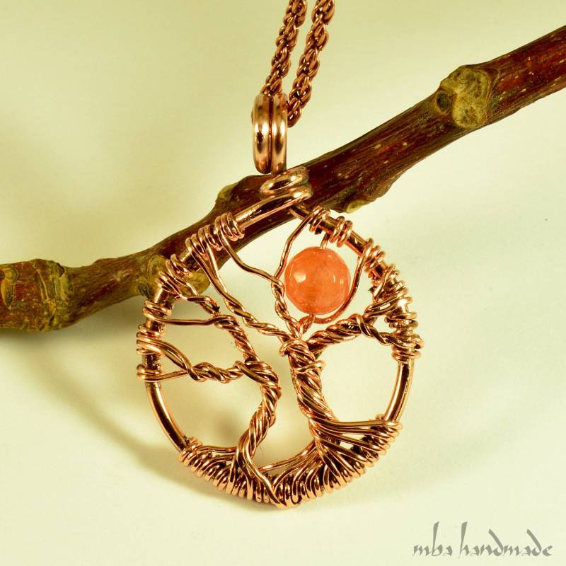 Handgefertigter Karneol Baum Des Lebens Anhänger Antik-Kupferdraht Gewickelt Halskette Handgefertigter Karneol Baum Des Lebens Anhänger Antik-Kupferdraht Gewickelt Halskette von MbaHandmade