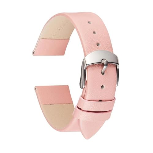 Ultra-dünnes echtes Leder weiches Rindsleder Armband für Männer Frauen Quick Release Uhr Armband Schließe Schnalle, rosa, 20mm von Mbello