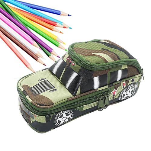 Coole Bleistifttasche – Soupched in Auto-Form, Stifttasche mit Reißverschluss mit großer Kapazität | coole Stifttasche, elegante tragbare Stifttasche mit Reißverschluss, elegante Tasche, Army Green von Mbiyhgta